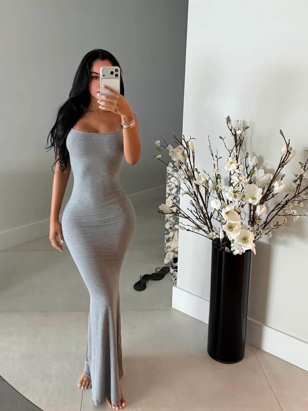 SKIMS Charcoal Long Sleeve Dress